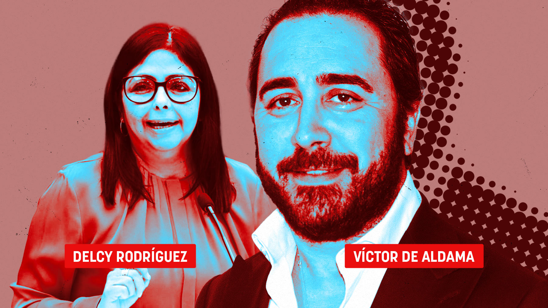 Delcy Rodríguez y Víctor de Aldama.