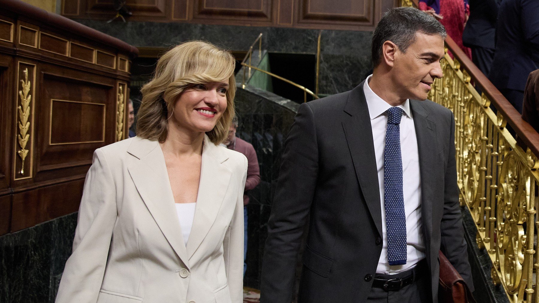 Pilar Alegría y Pedro Sánchez. (Foto: EP)