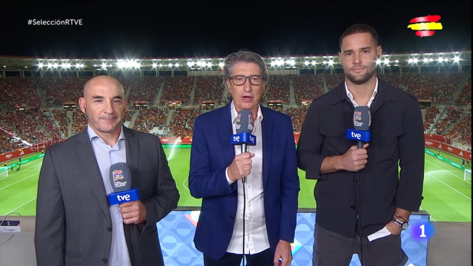 ‘Chapi’ Ferrer, Juan Carlos Rivero y Mario Suárez. (TVE)