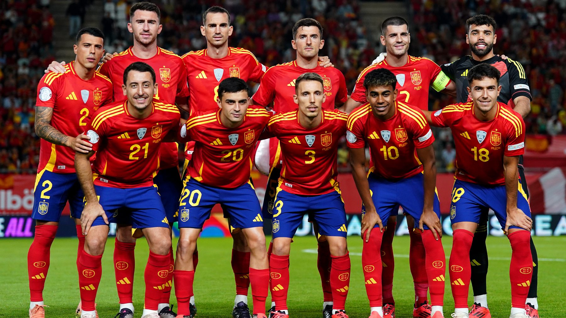 El once inicial de España ante Dinamarca. (Getty)