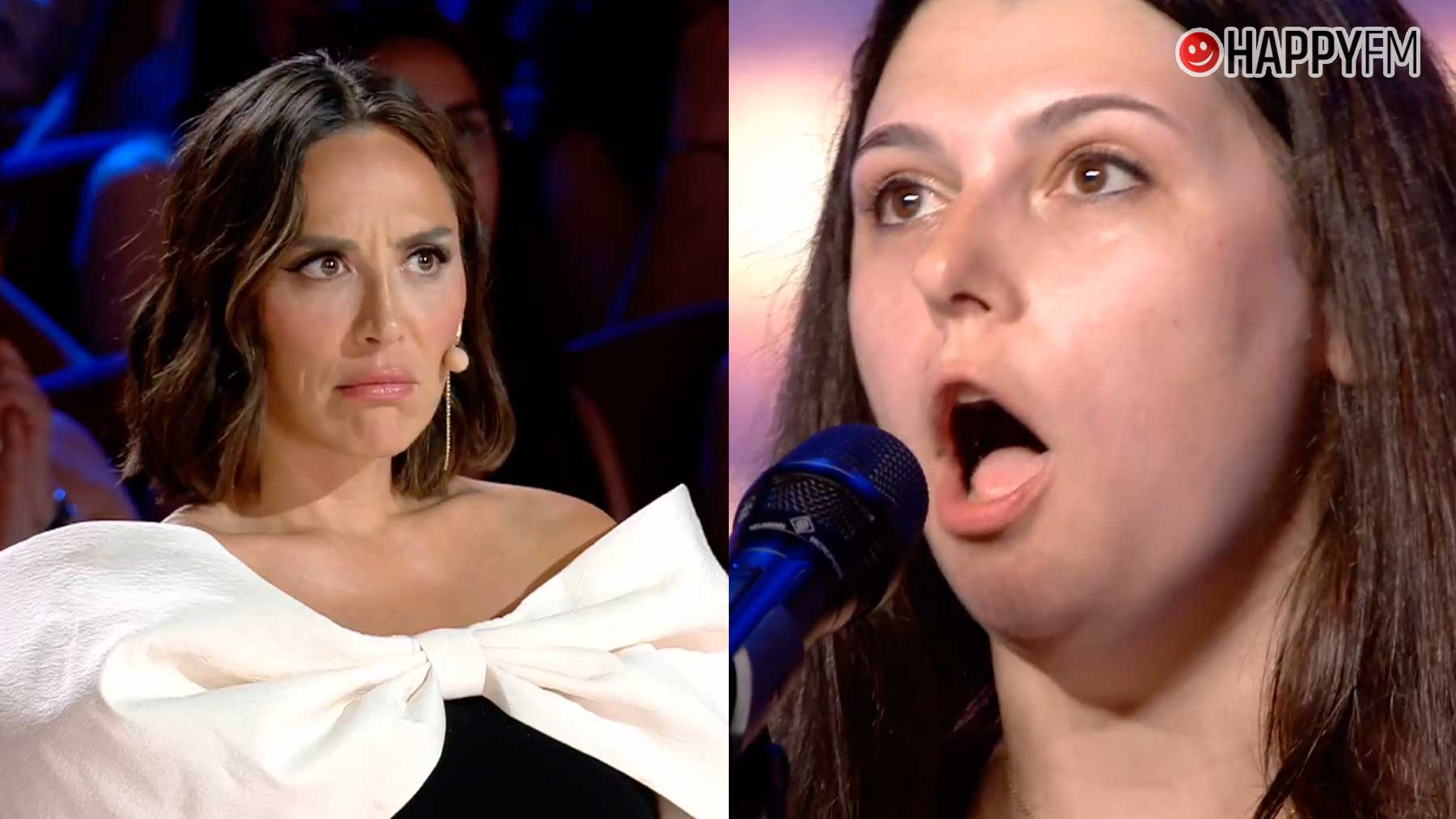 Tamara Falcó, horrorizada ante la actuación de Kimberly en Got Talent (Mediaset).