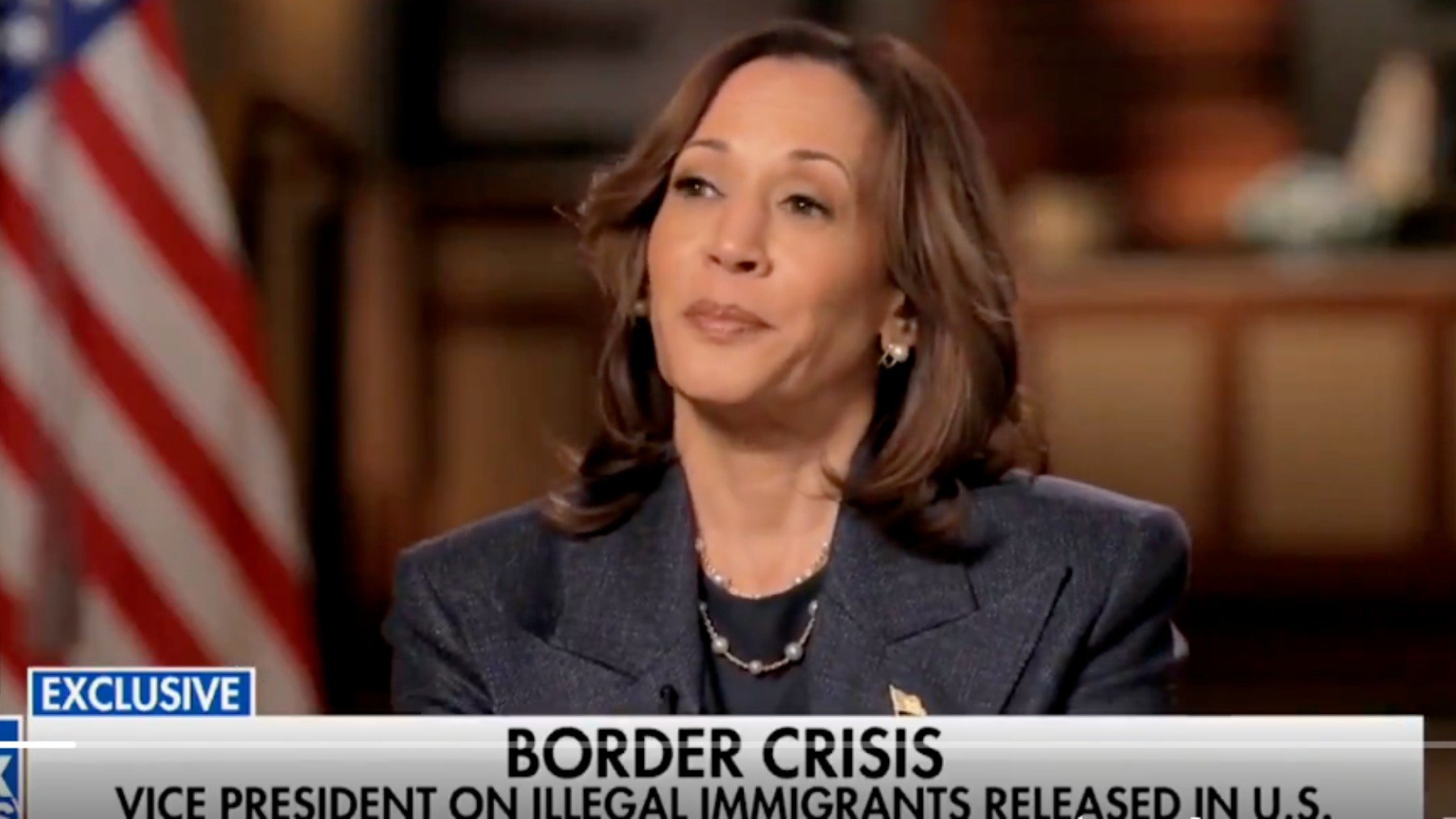 Kamala Harris durante la entrevista en la Fox