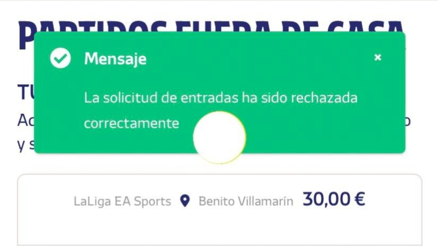 Entrada para el Villamarín rechazada.