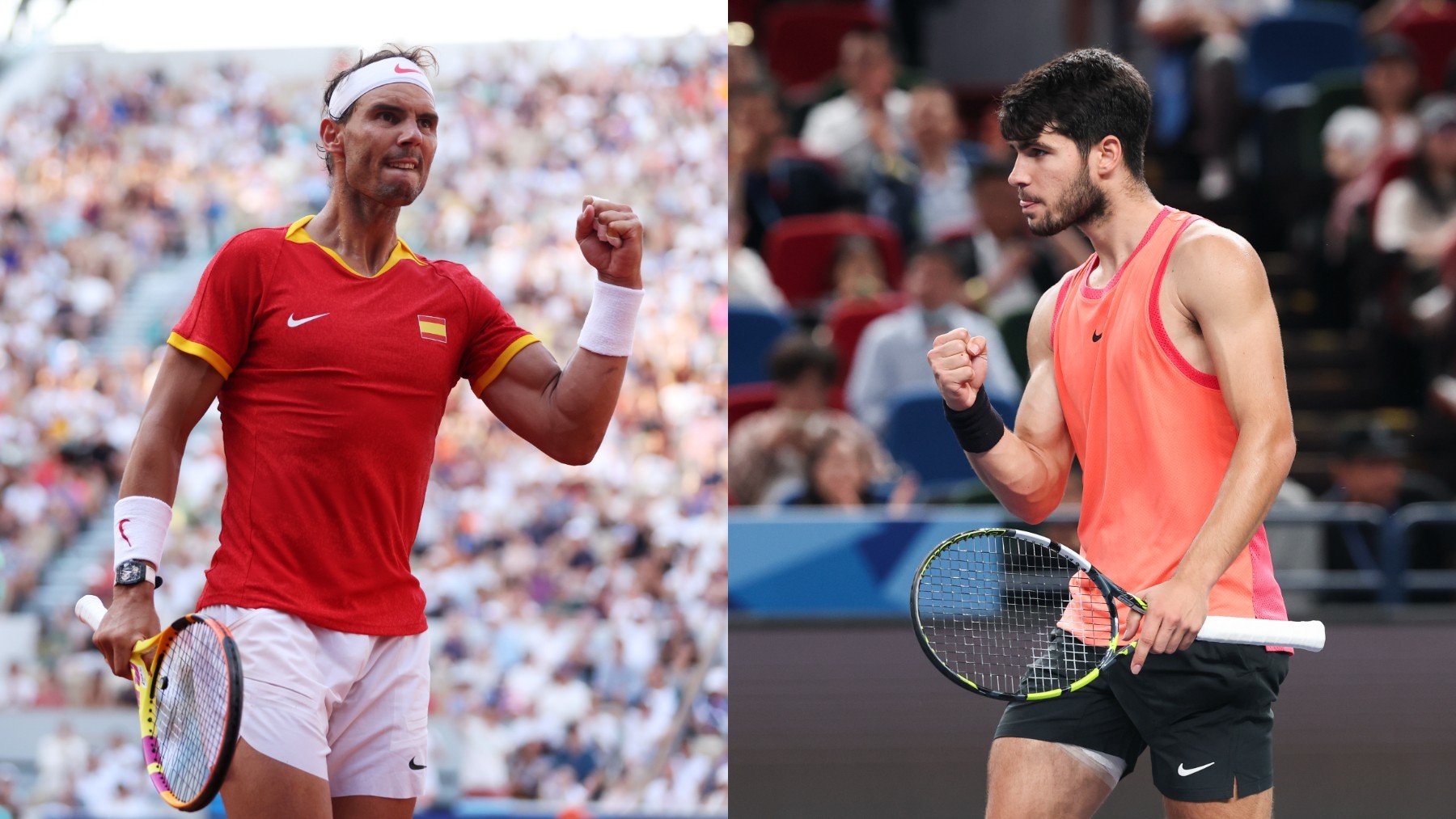 Rafa Nadal y Carlos Alcaraz participan en el Six Kings Slam. (Getty)