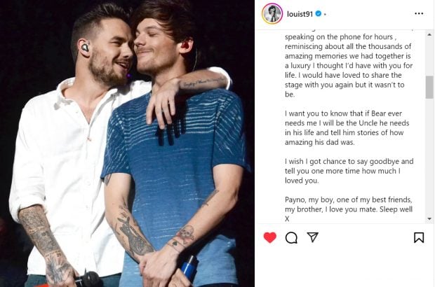 Louis Tomlinson dice adiós a Liam Payne. (Instagram)