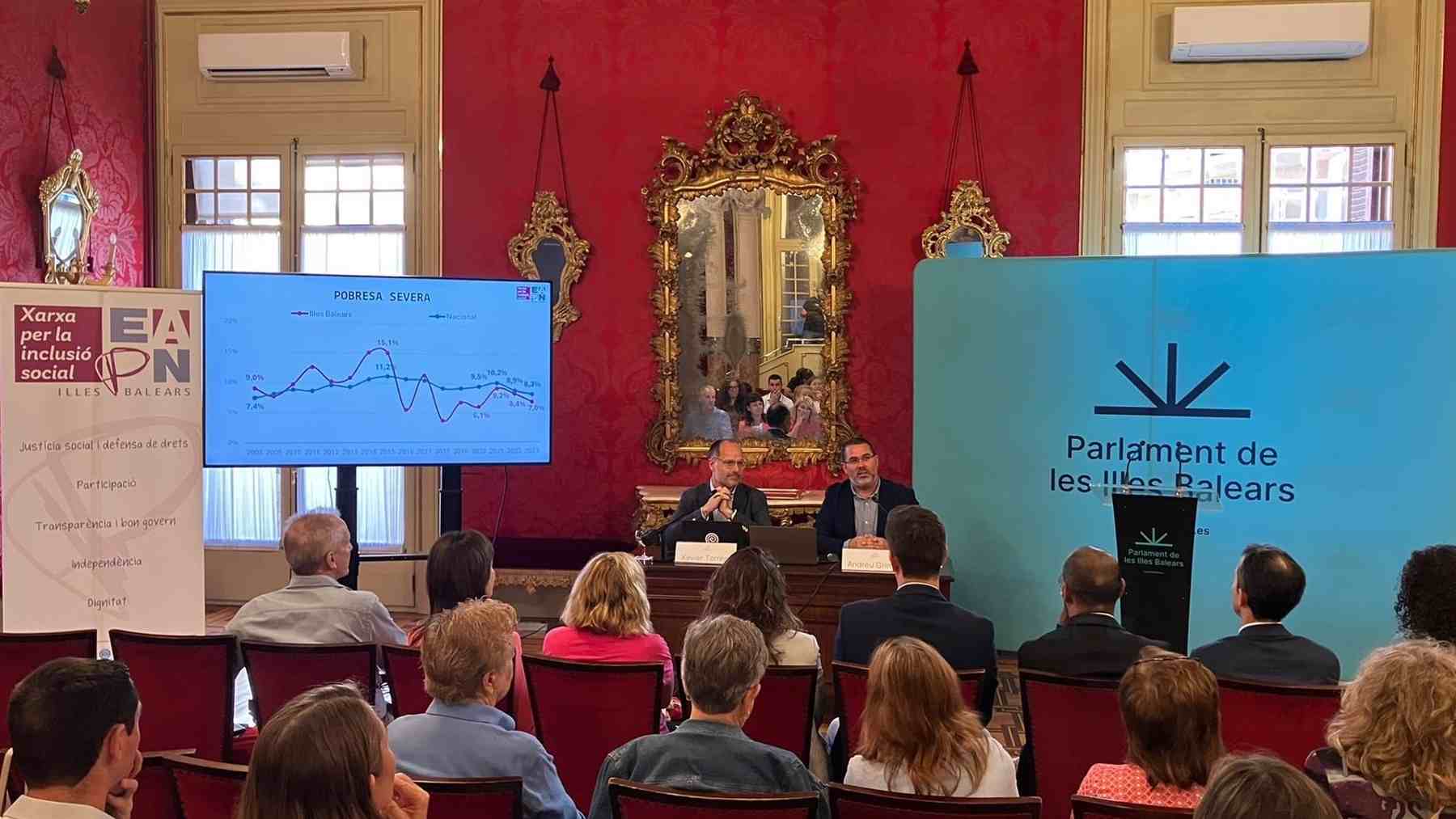 Presentación en el Parlament del informe sobre el estado de la pobreza de la Xarxa per la Inclusió Social (EAPN). EUROPA PRESS