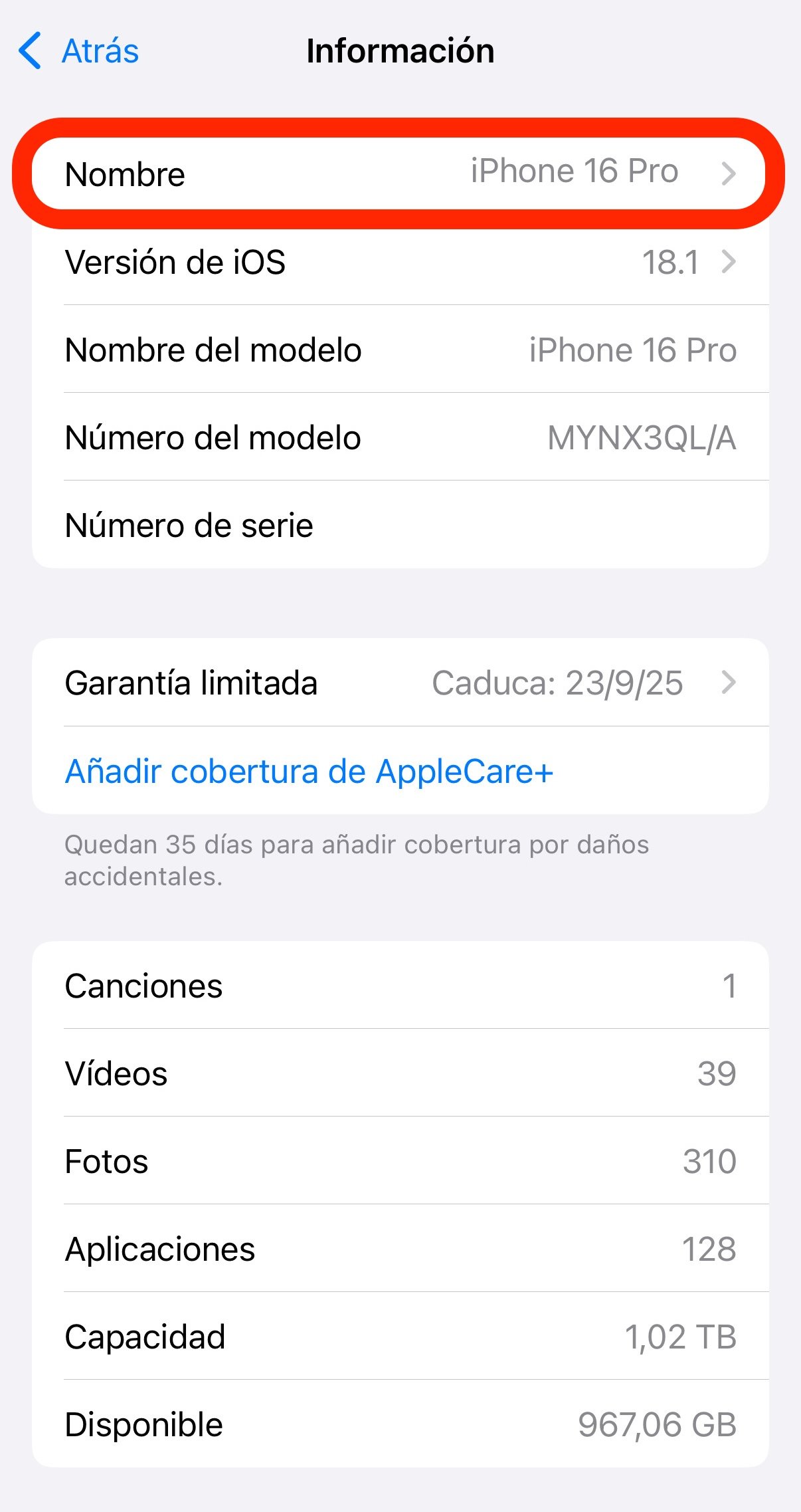 cambiar nombre iPhone