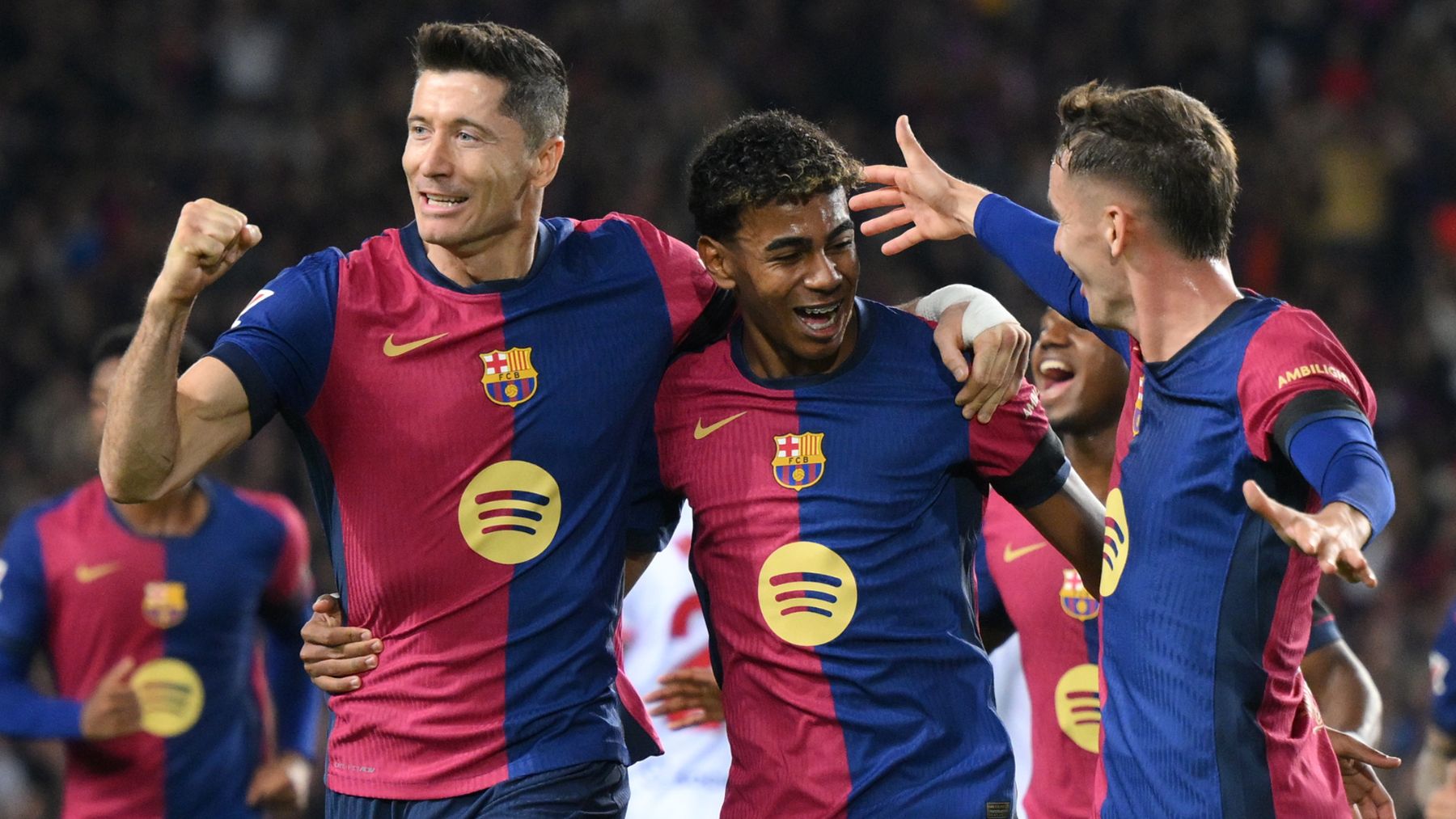 El Barcelona celebra un gol ante el Sevilla. (Getty)