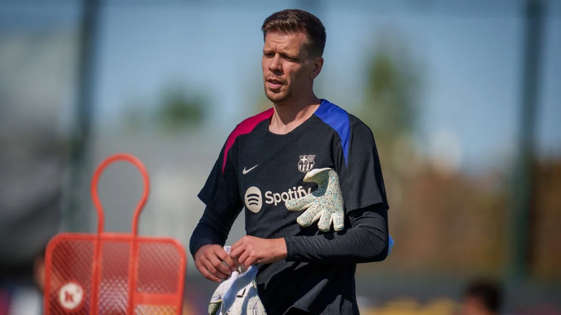 Wojciech Szczesny, en uno de sus primeros entrenamientos con el Barcelona. (FC Barcelona)