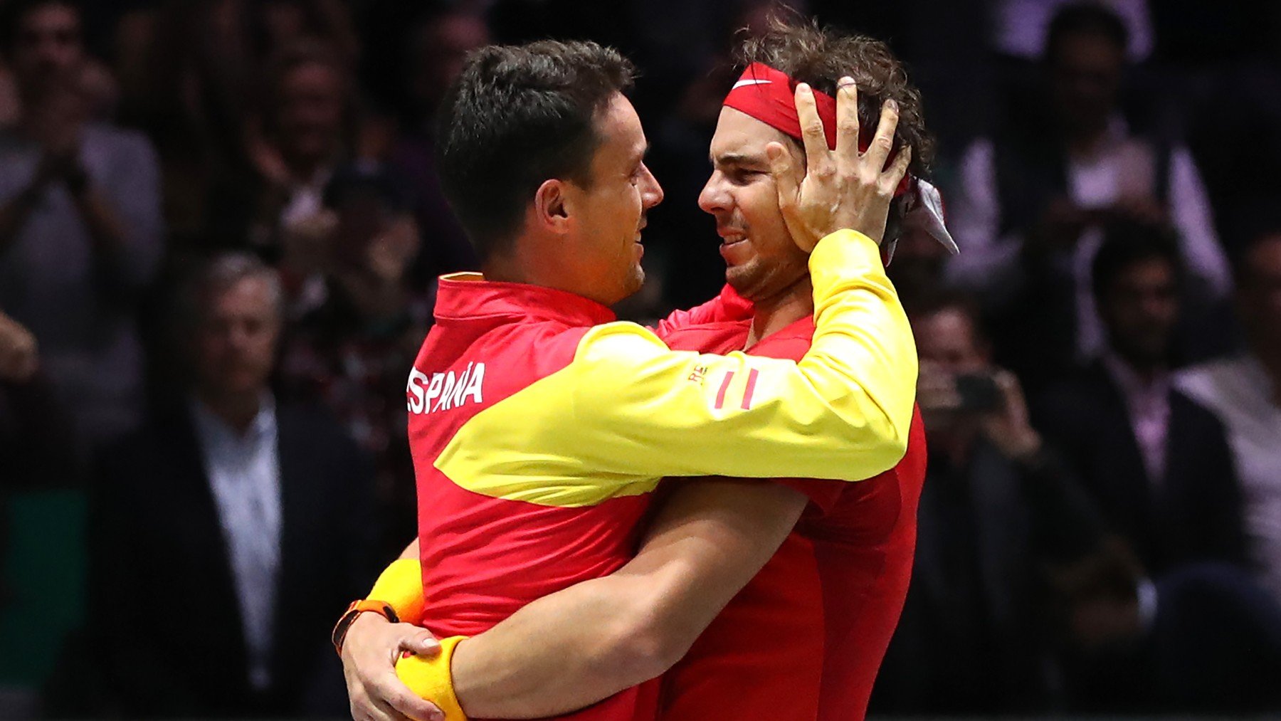 Bautista y Nadal celebran la Copa Davis ganada por España en e2019. (Getty)