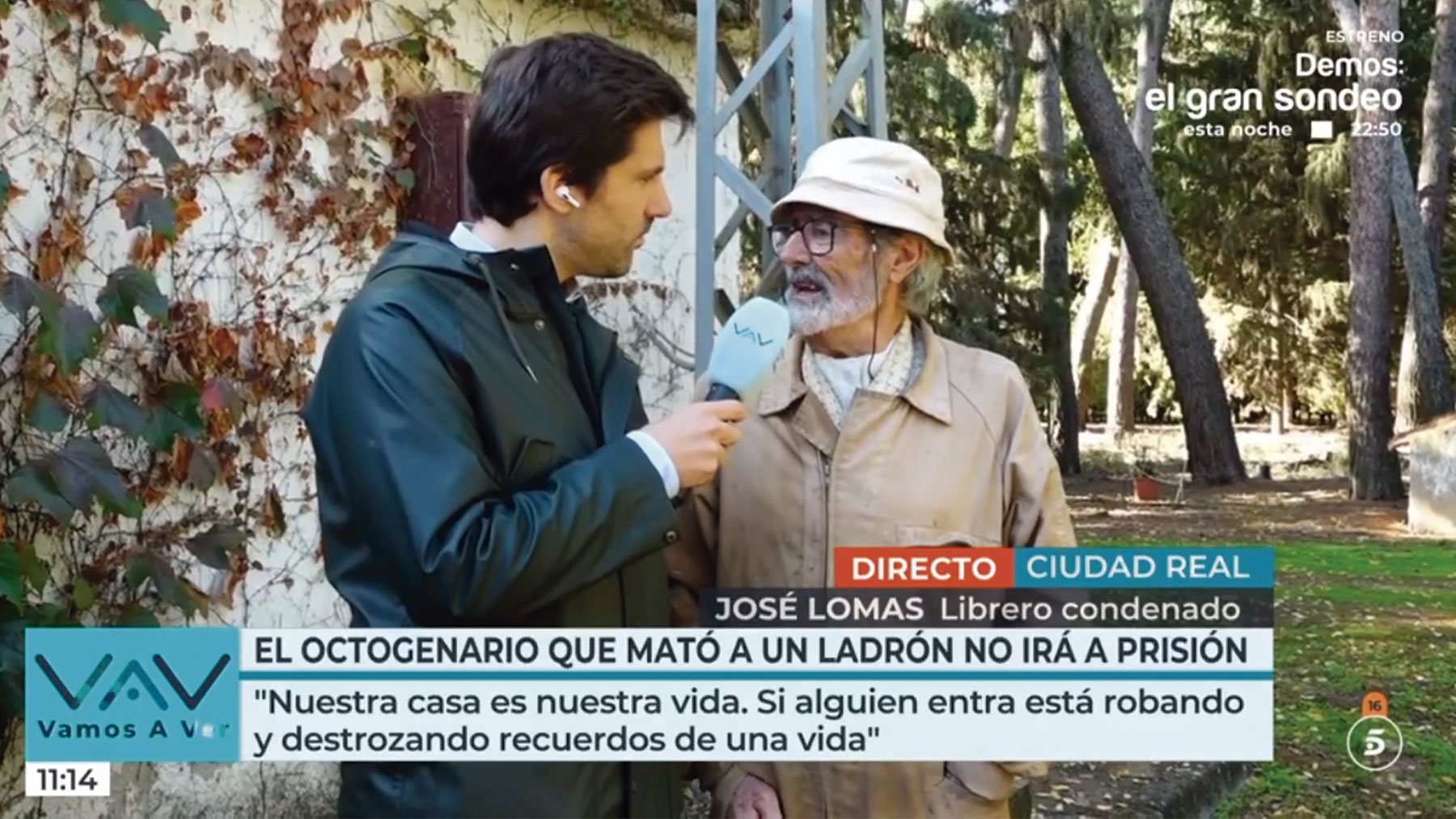 Imagen de la entrevista al octogenario.