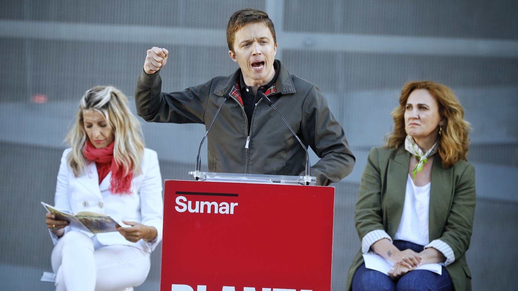 Íñigo Errejón durante un mitin de Sumar.