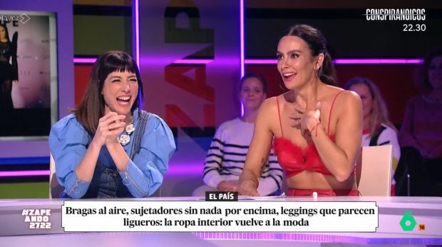 Cristina Pedoche junto a la estililsta Natalia Ferviú en Zapeando (Atresmedia).