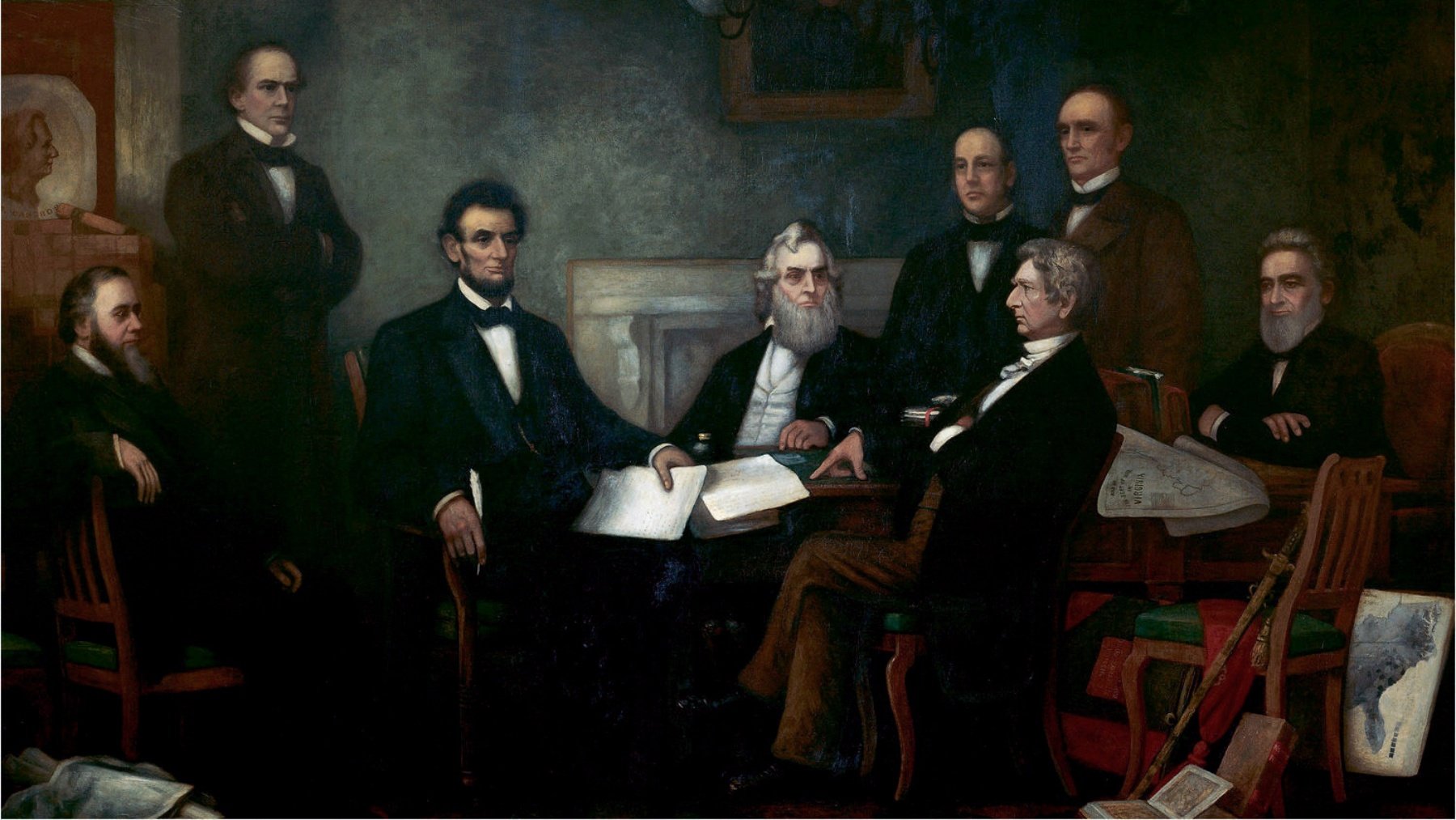 Abraham Lincoln y su Gabinete. Pintura: Francis Bicknell Carpenter. (Senado de Estado Unidos)