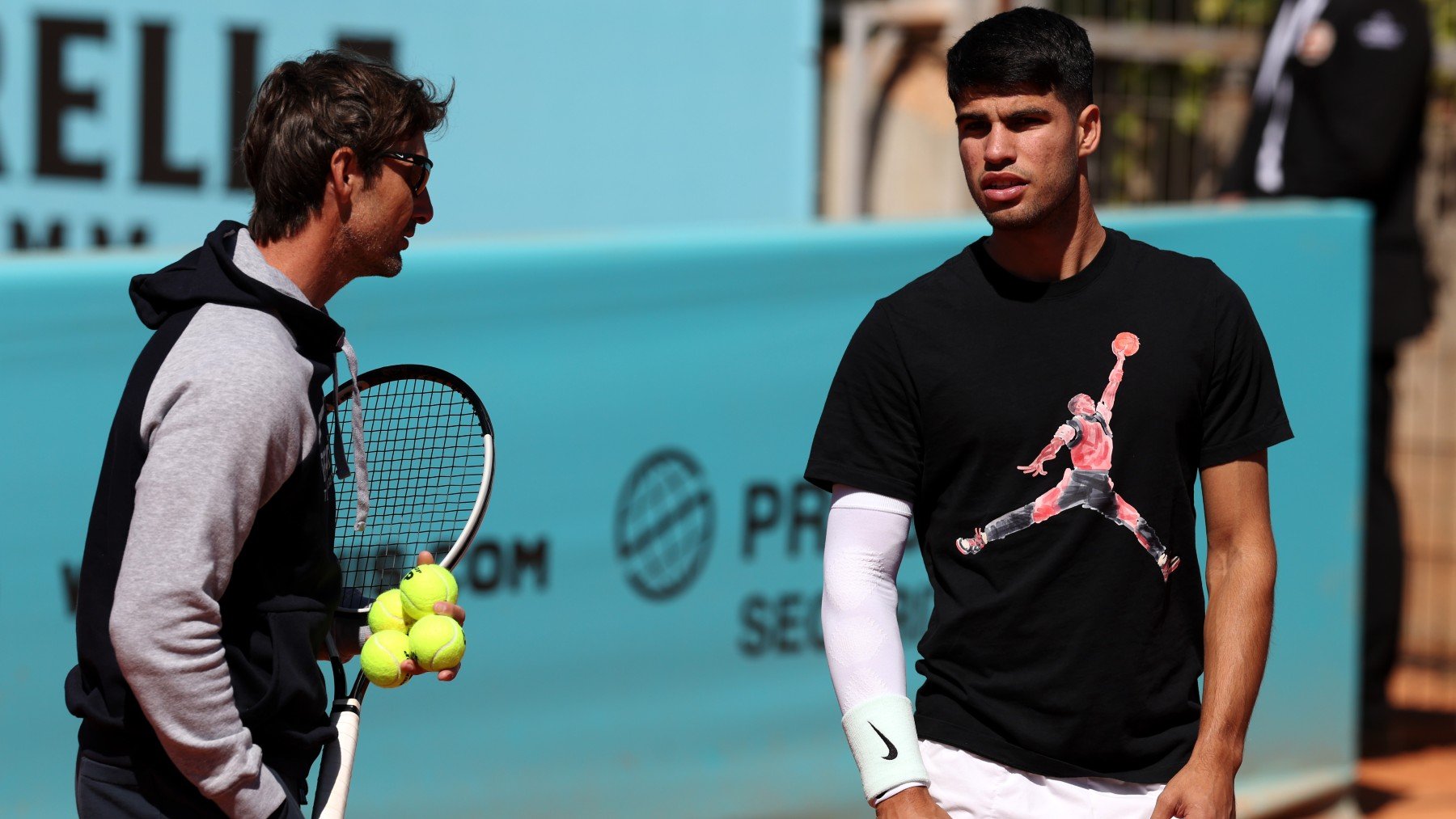 Alcaraz y Ferrero, en un entrenamiento. (Getty)