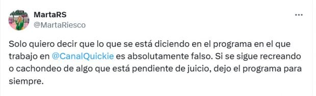 Marta Riesco amenaza con abandonar Ni que fuéramos. (X)