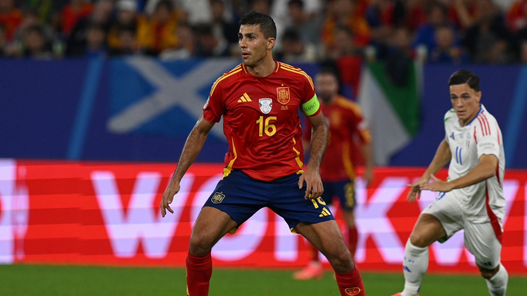 Rodri, durante el partido de España ante Georgia en la Eurocopa 2024. (Getty)