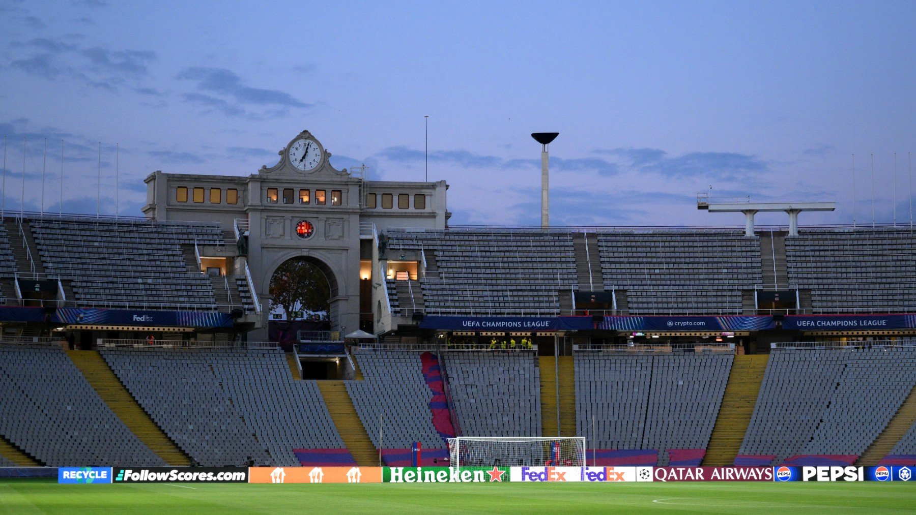 El fondo en el que se ubica la grada de animación del Barcelona. (Getty)