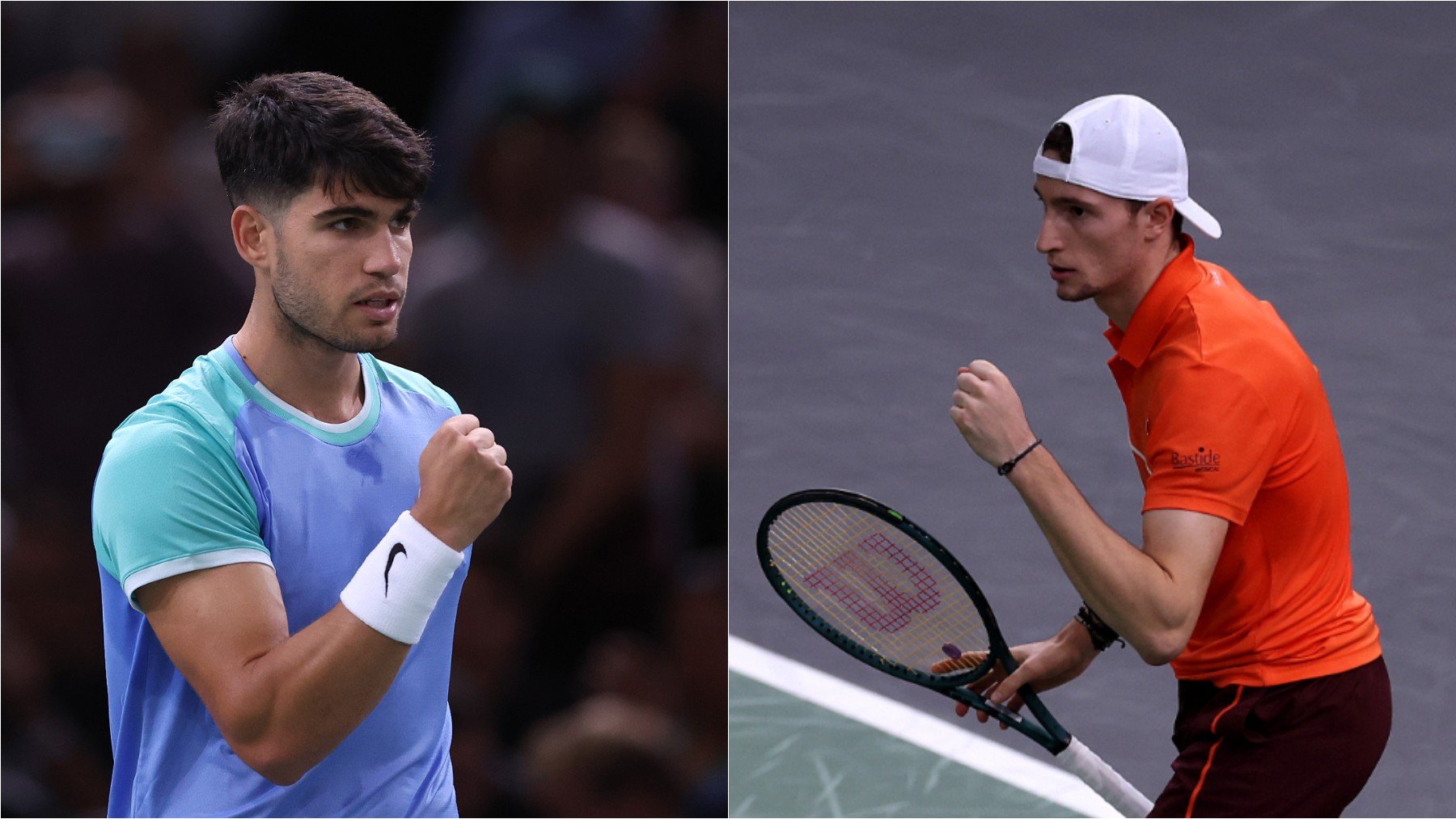 Carlos Alcaraz y Ugo Humbert. (Getty)