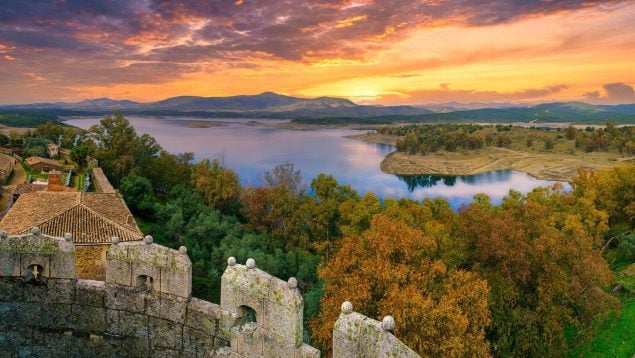 atardecer, Cáceres, España, Castillo, Naturaleza