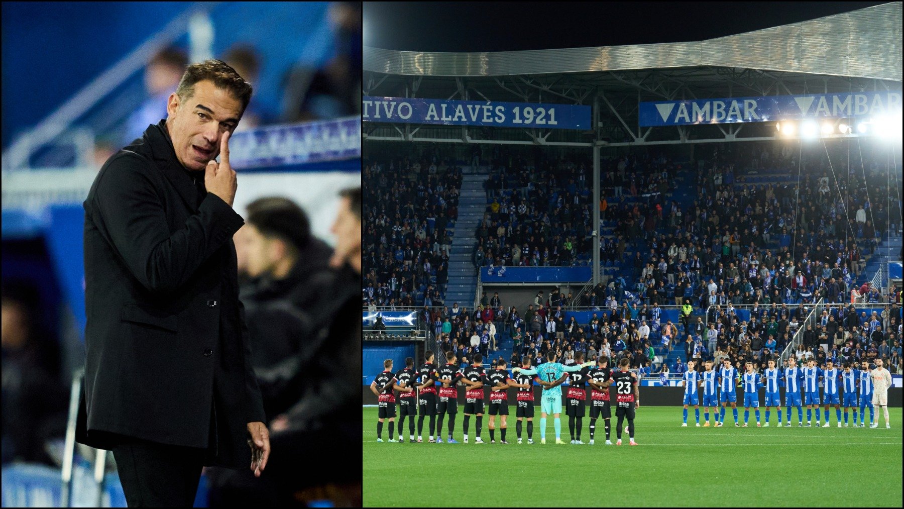 Luis García y el minuto de silencio del Alavés-Mallorca. (EFE)