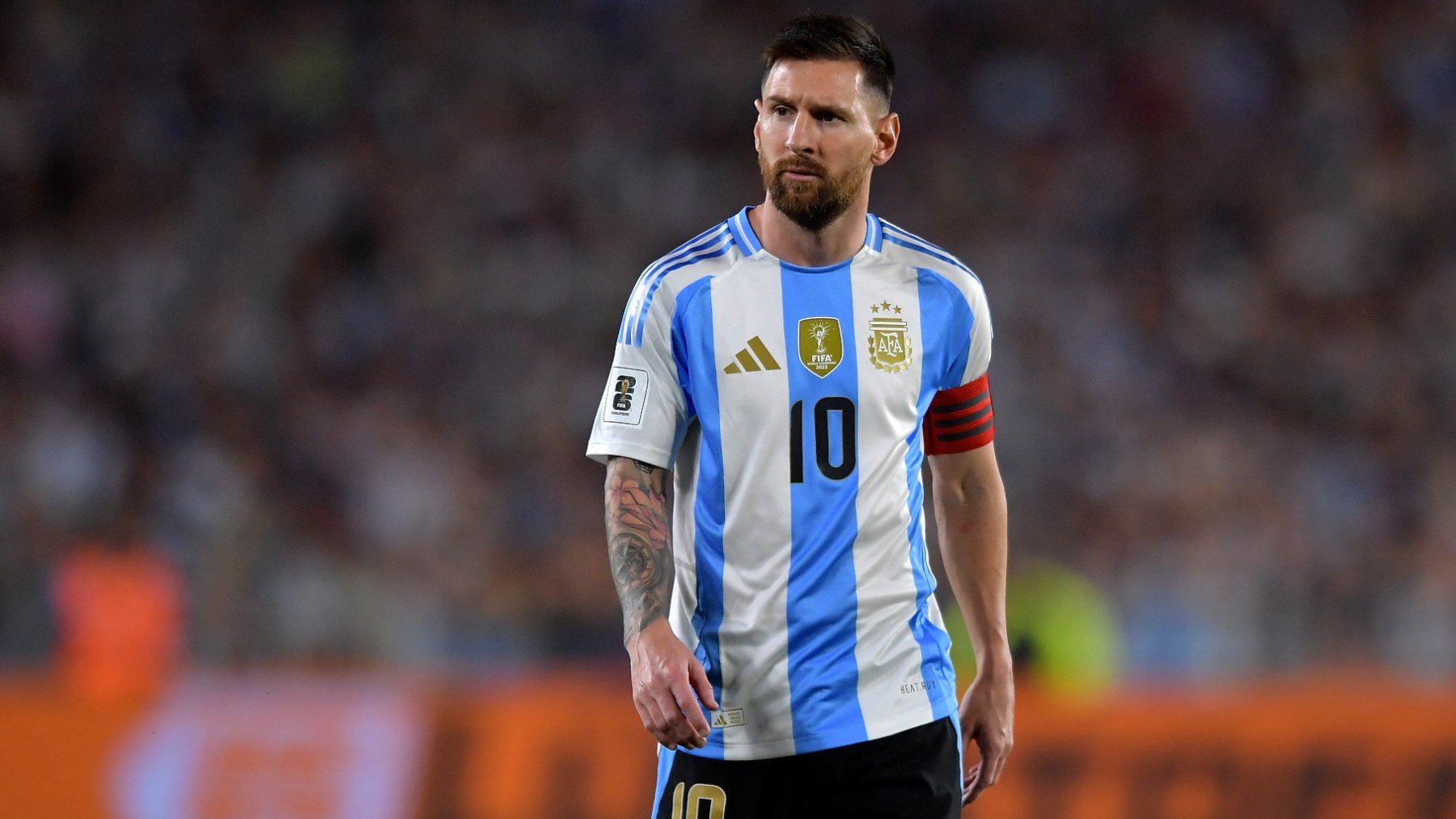 Messi, durante el partido ante Bolivia clasificatorio para el Mundial 2026. (Getty)