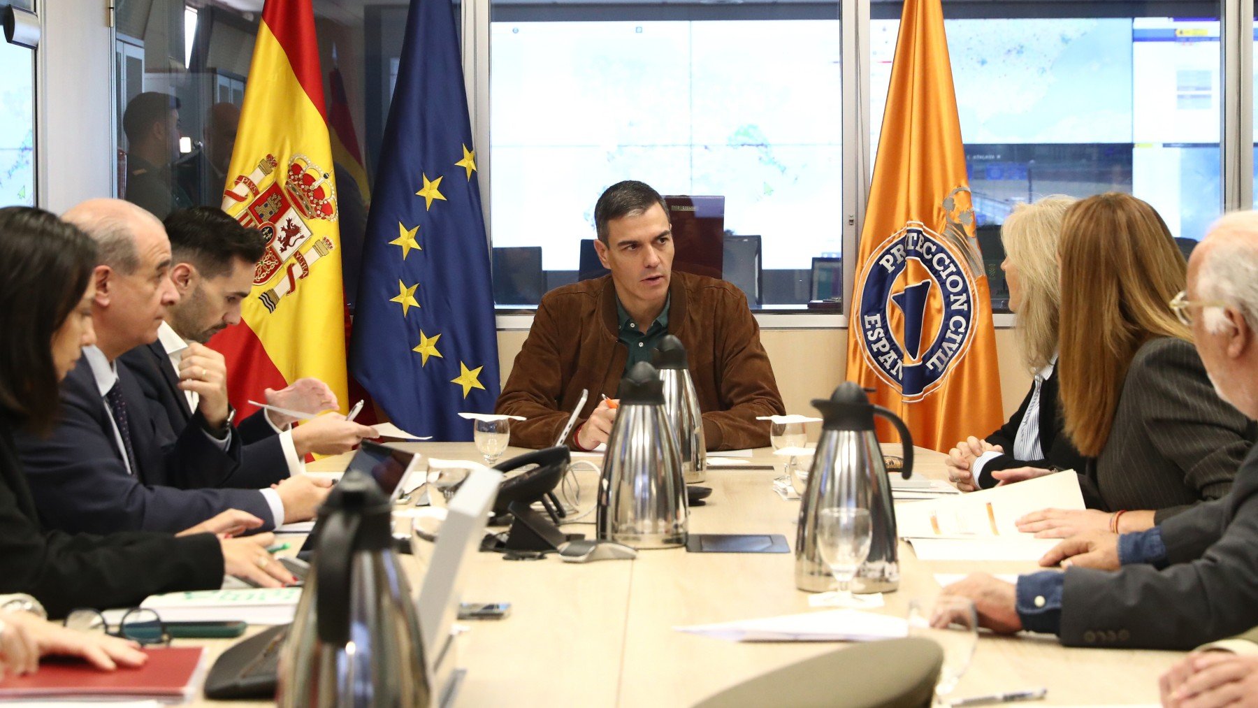 Pedro Sánchez en la Dirección General de Protección Civi.