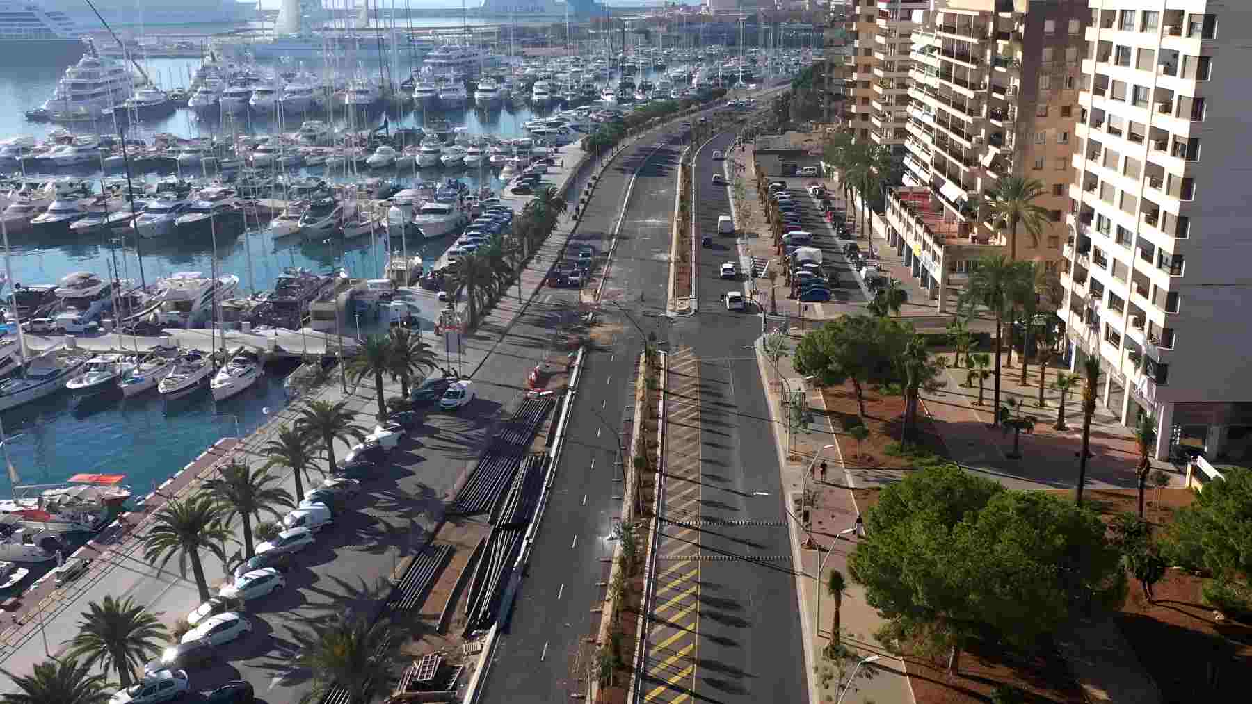 Imagen aérea de los nuevos viales del Paseo Marítimo de Palma.