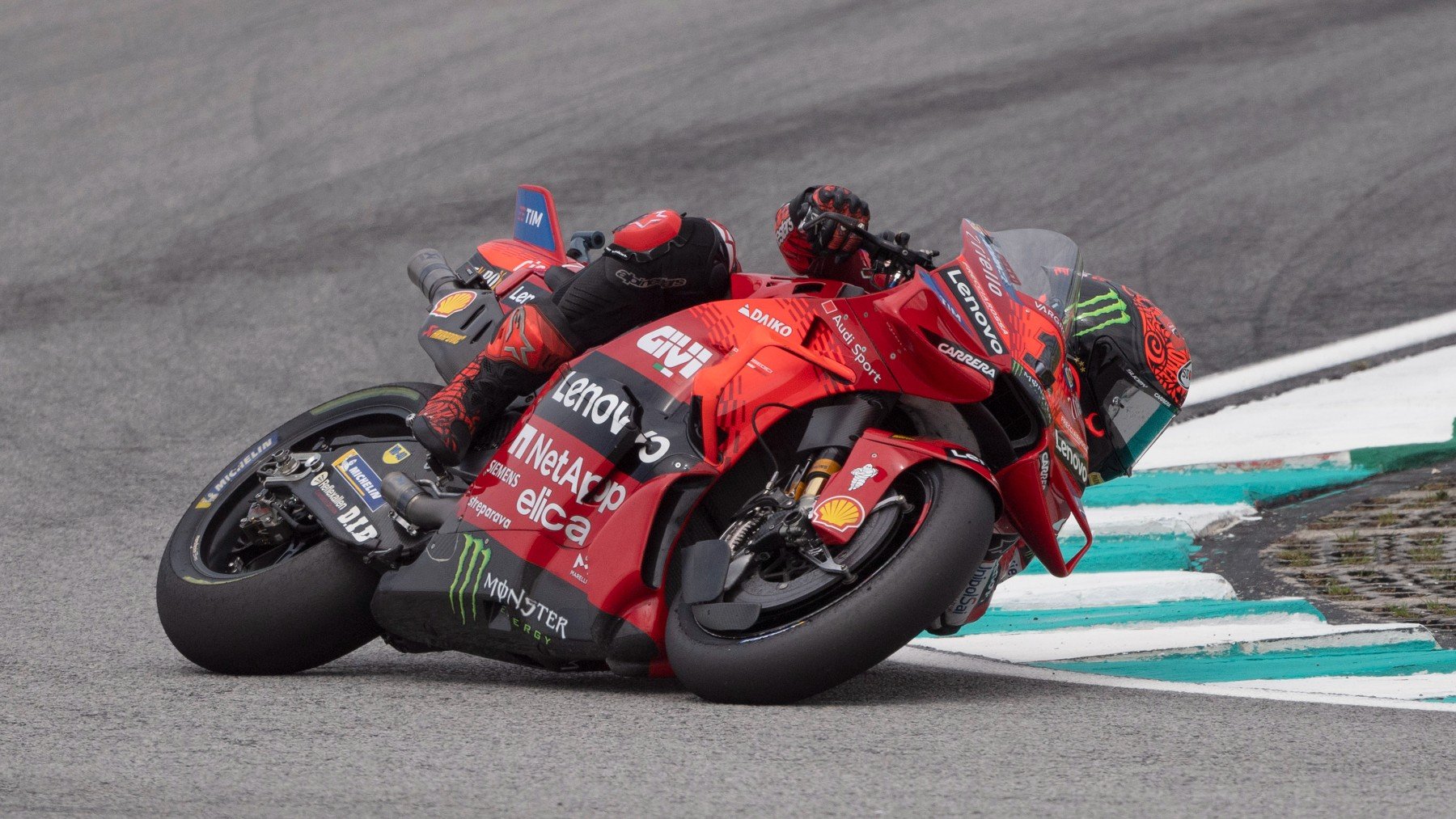 Pecco Bagnaia, durante el GP de Malasia de MotoGP. (Getty)