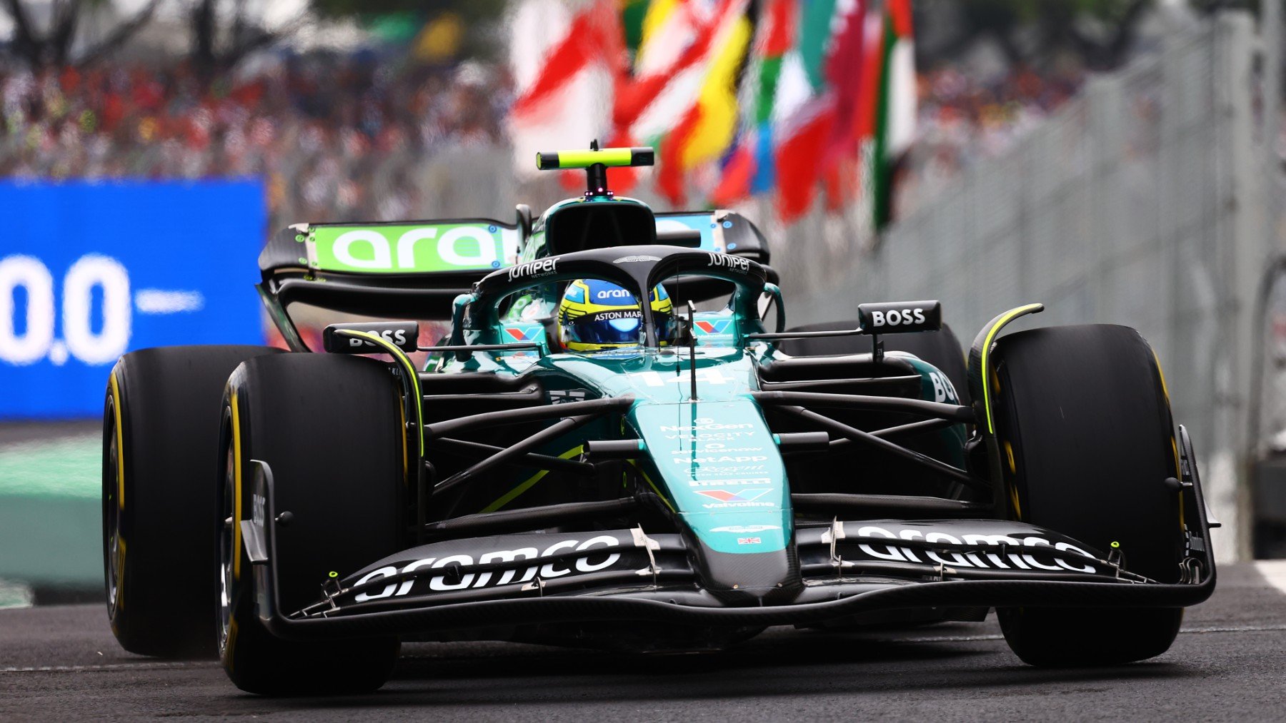 Fernando Alonso, durante el GP de Brasil de F1. (Getty)