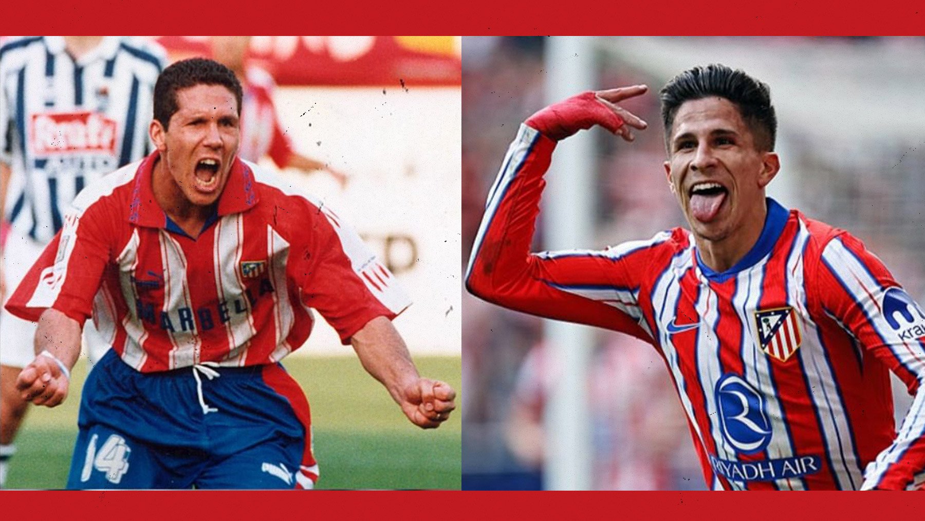 Simeone padre y Simeone hijo, celebrando goles.