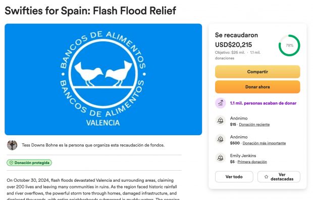 Portal de crowdfunding GoFundMe para los afectados por la DANA.