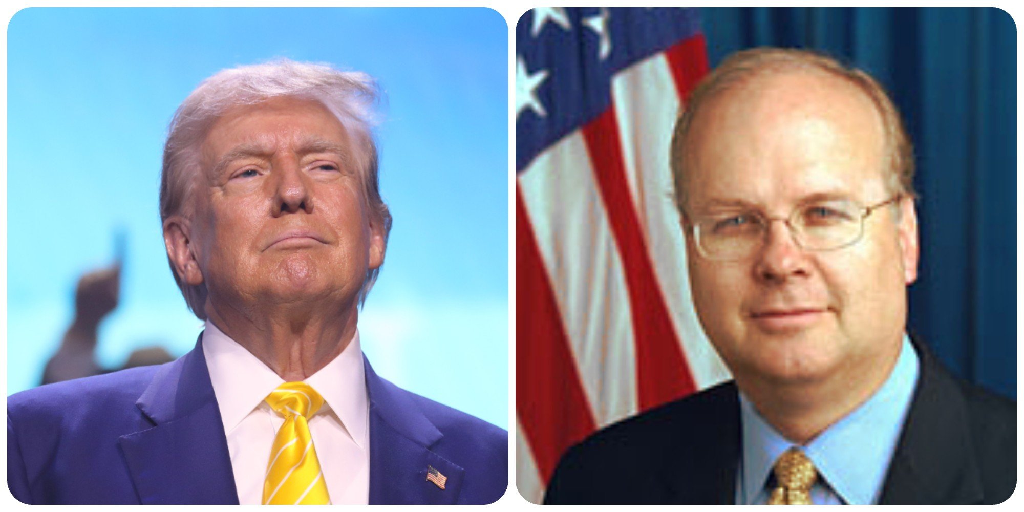 Donald Trump y Karl Rove, gurú de George W. Bush.