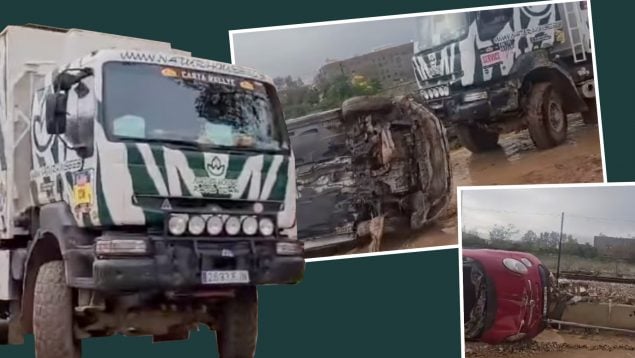 Un potente camión 6×6 del Dakar está en Valencia ayudando en la retirada de vehículos pesados