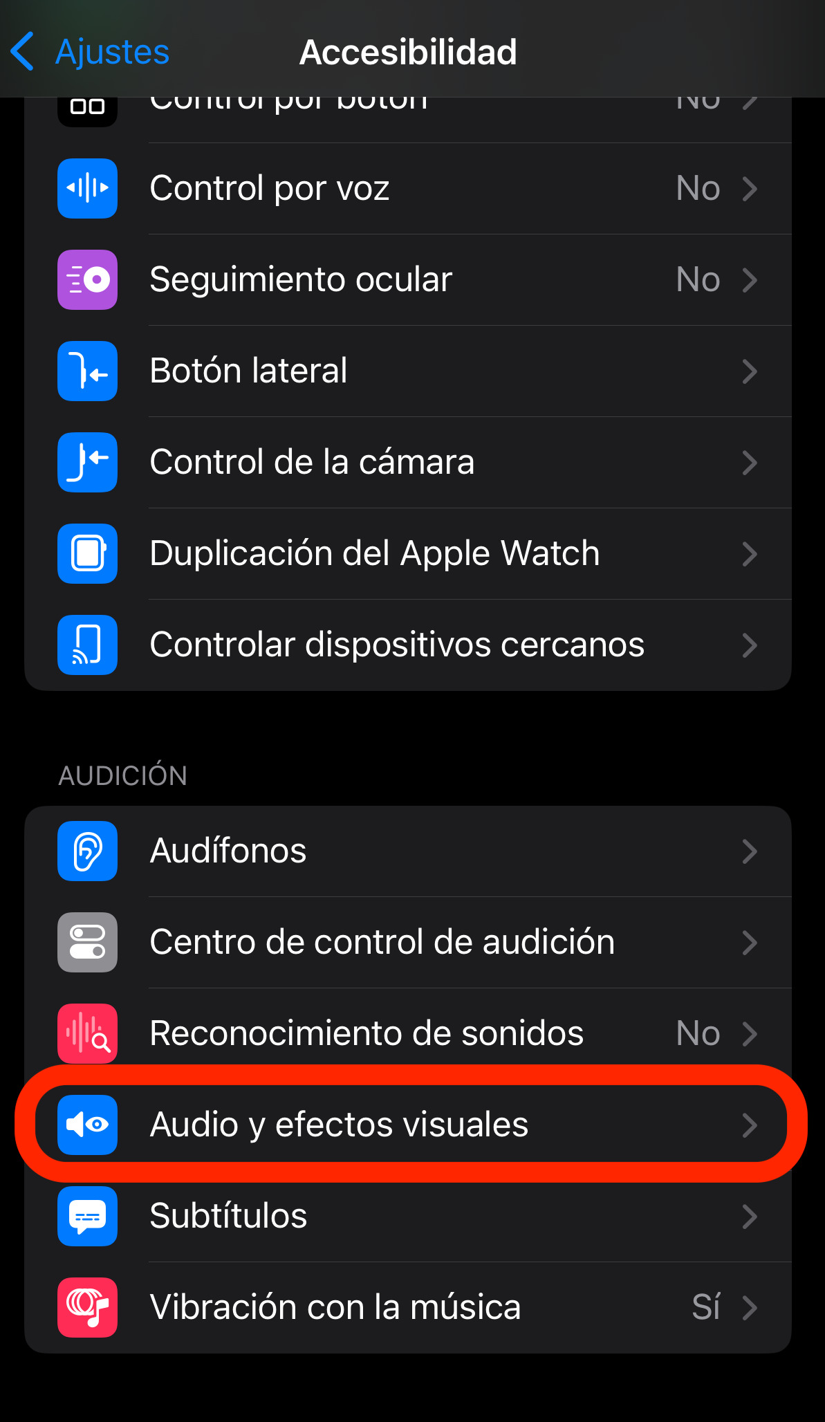 Control volumen iPhone