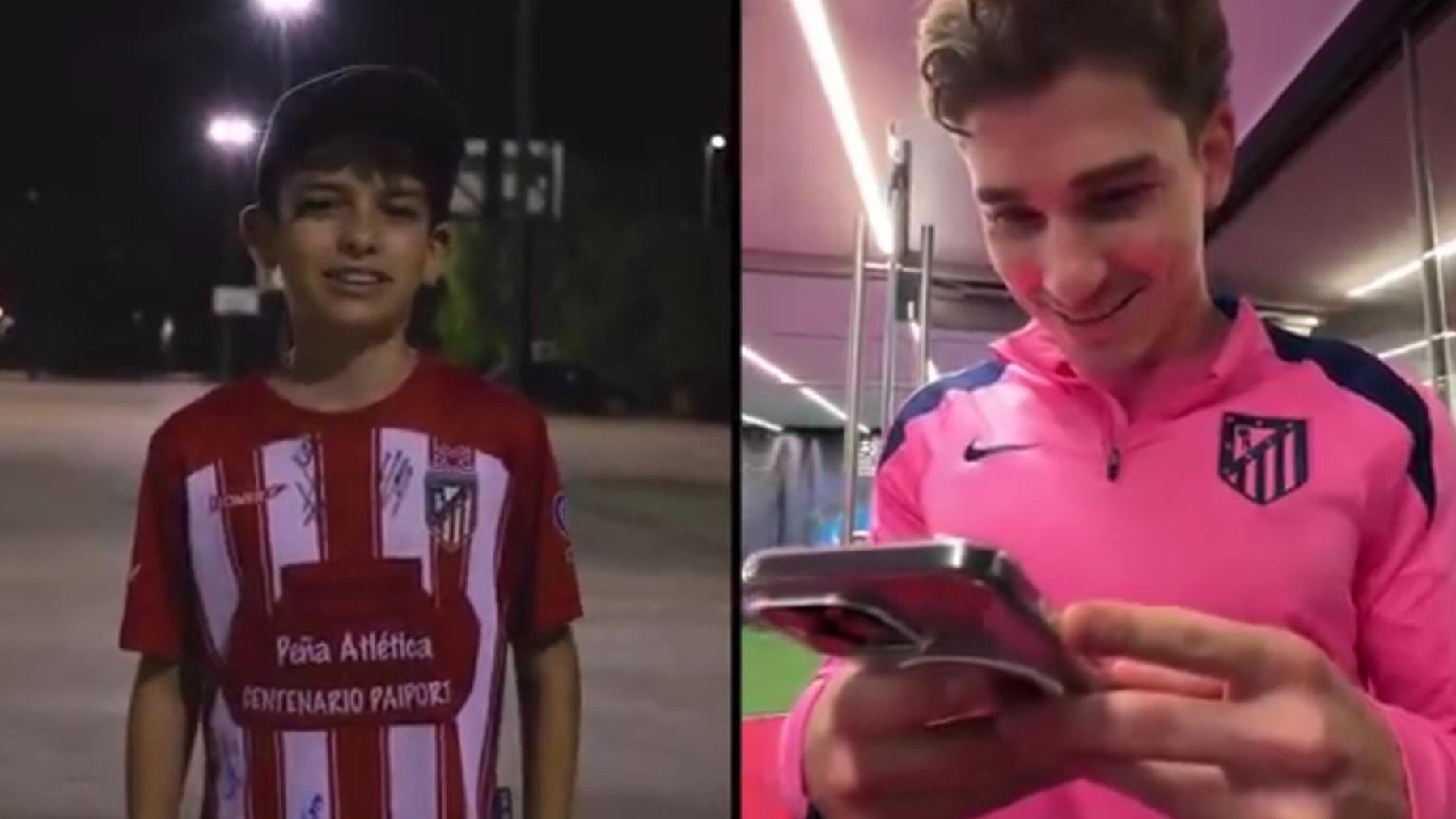 Julián Álvarez visualiza el vídeo de Adrián. (Atlético de Madrid)