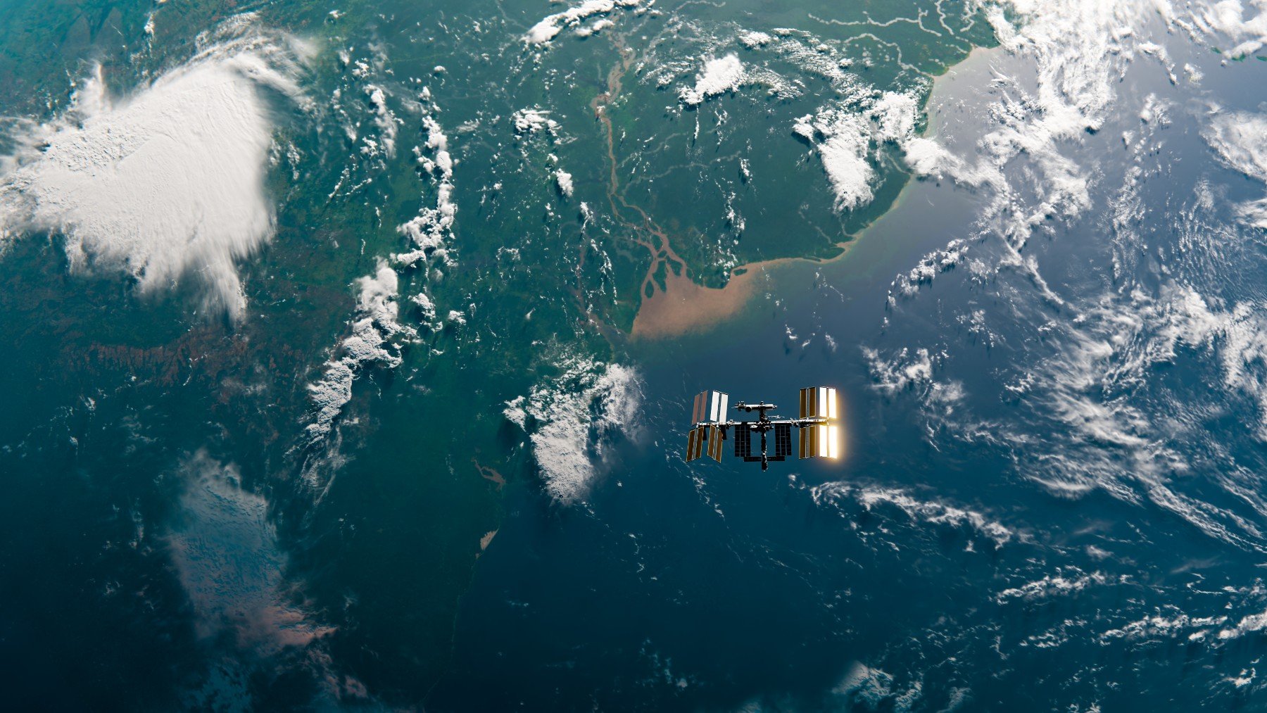 La Estación Espacial Internacional (ISS) Orbita en el espacio sobre el río Amazonas (Foto: SpaceX & NASA Research)