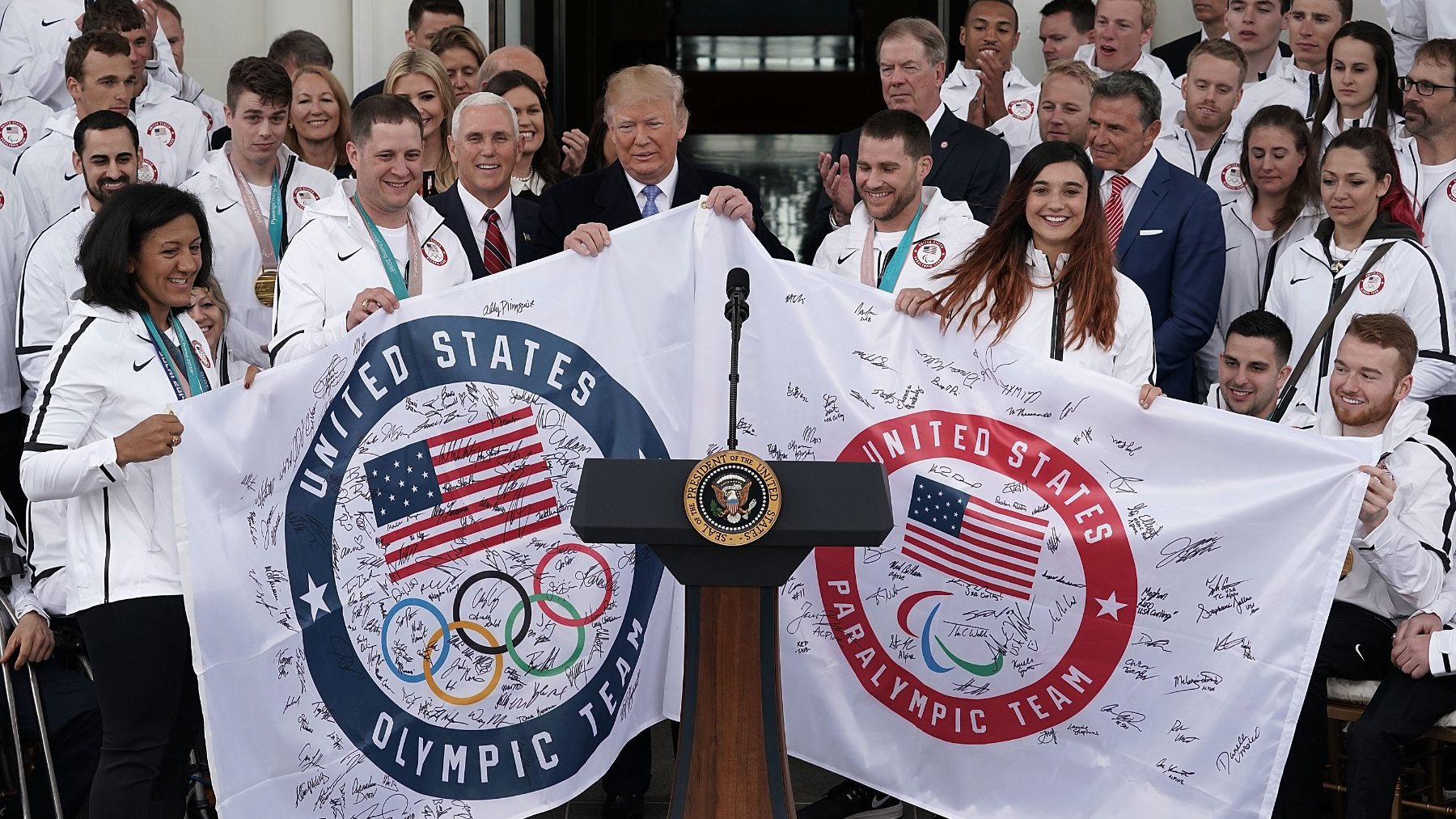 La recepción que tuvo Donald Trump a deportistas olímpicos en 2020. (Getty)