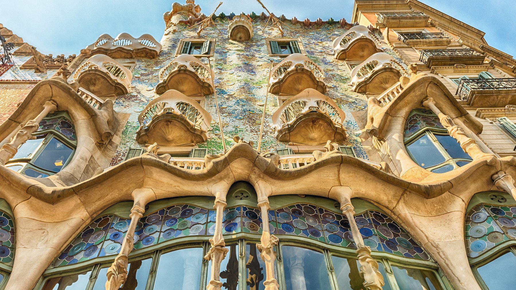 Facade of the modernist masterpiece Casa Batllo, Barcelona, Catalonia, Spain