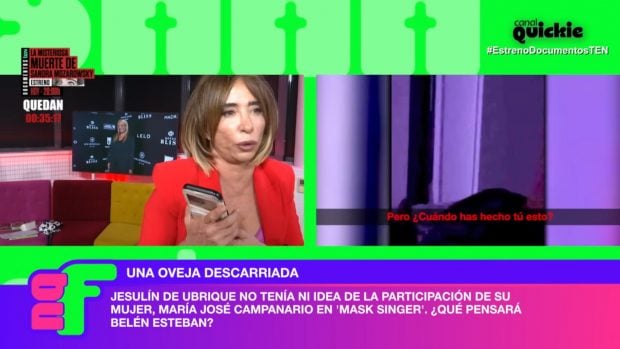 María Patiño habla por teléfono con Belén Esteban en Ni que fuéramos. (Canal Quickie)