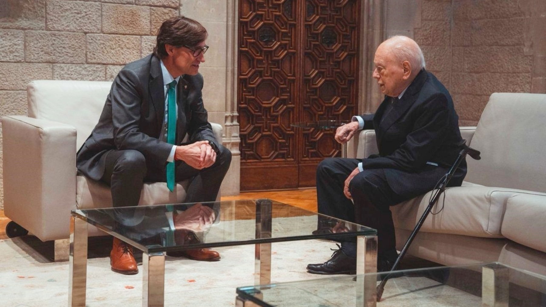 Salvador Illa junto a Jordi Pujol. (Foto: EP)