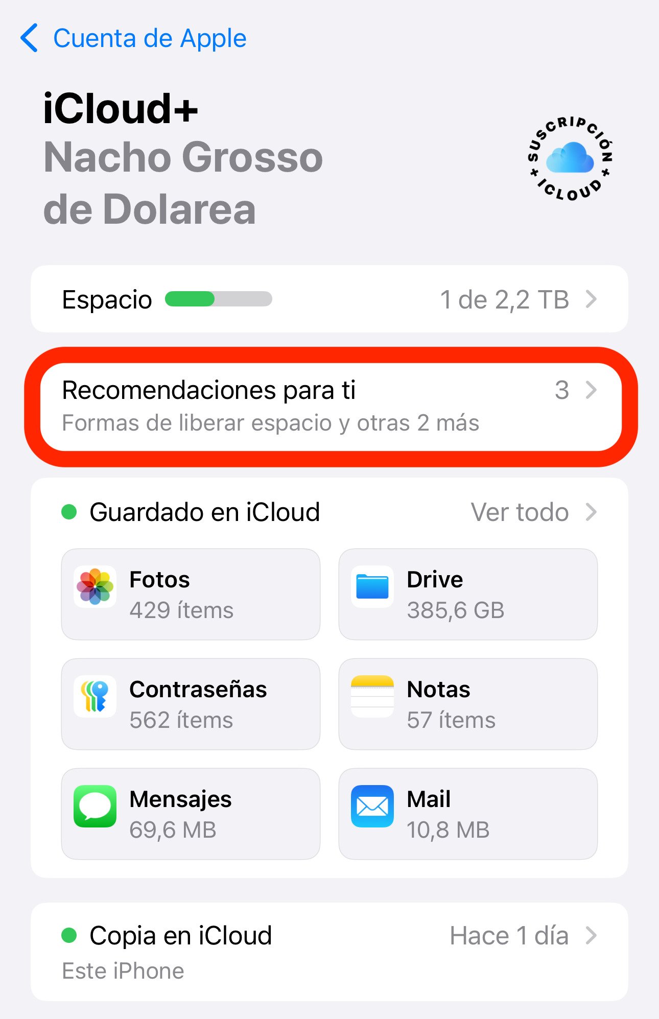 recuperar espacio iCloud iPhone