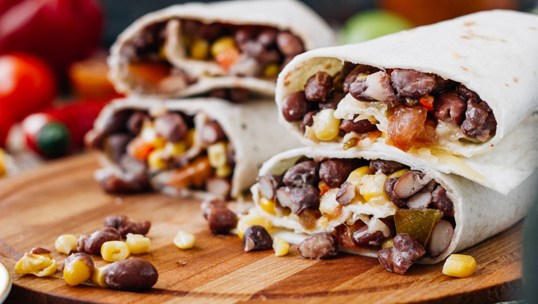 Burritos de frijoles y arroz.