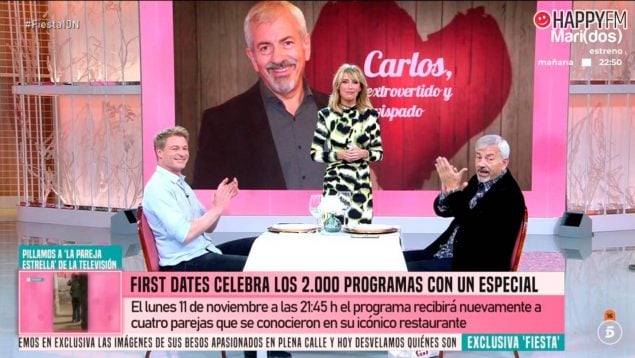 Carlos Sobera acudió al plató de 'Fiesta'. (Mediaset)