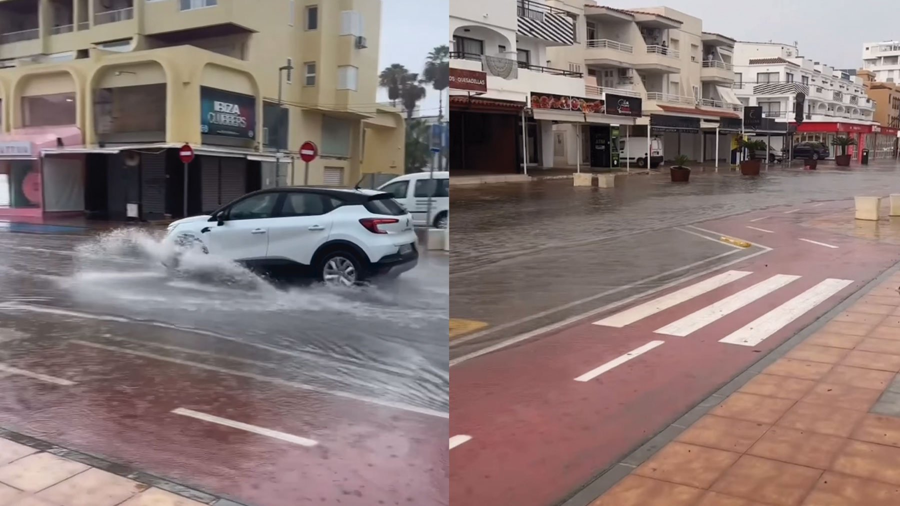 Inundaciones en las calles de Ibiza.