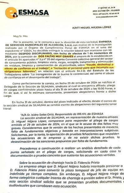 Carta de despido