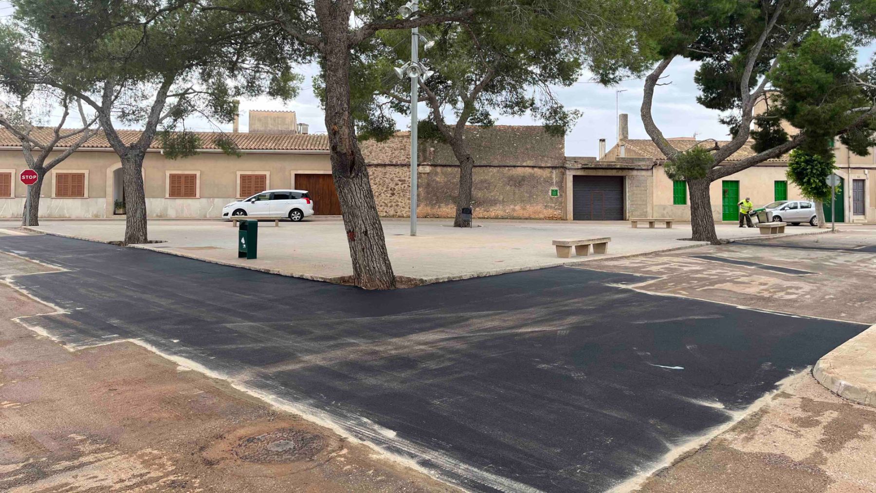 La plaza de s’Estació des Llombards tras las obras.