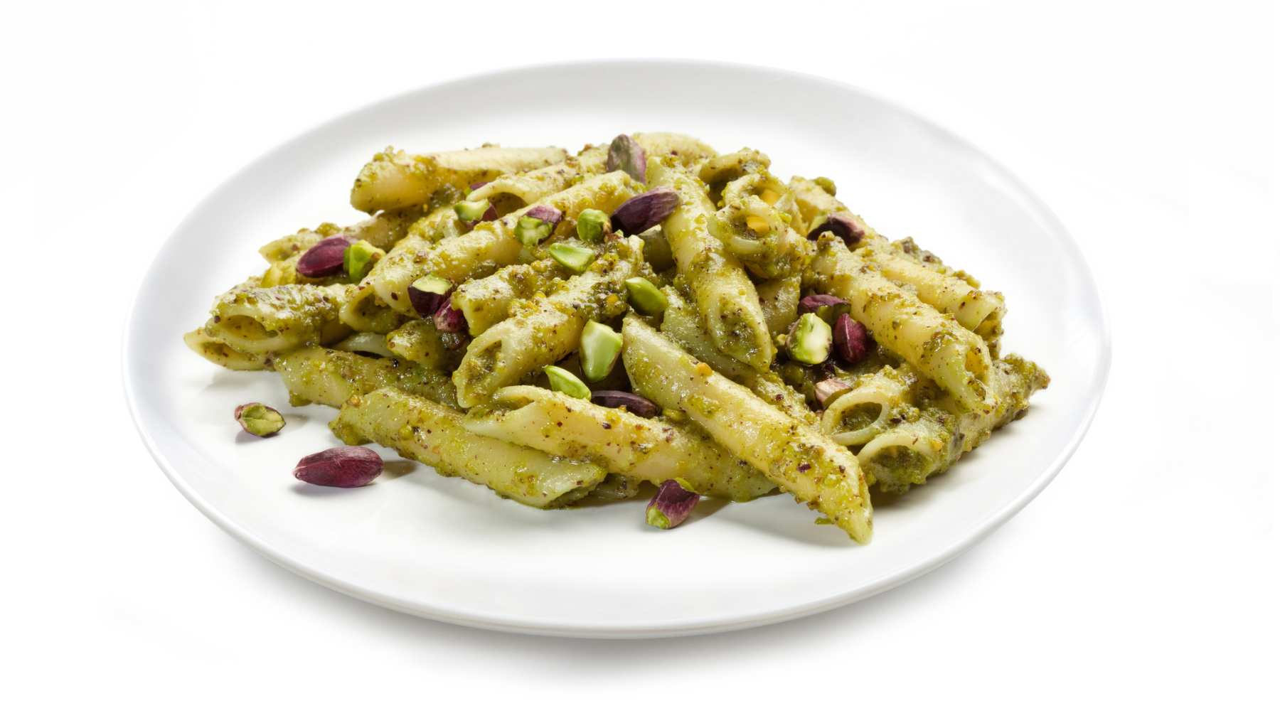 Pasta al pesto de pistachos.