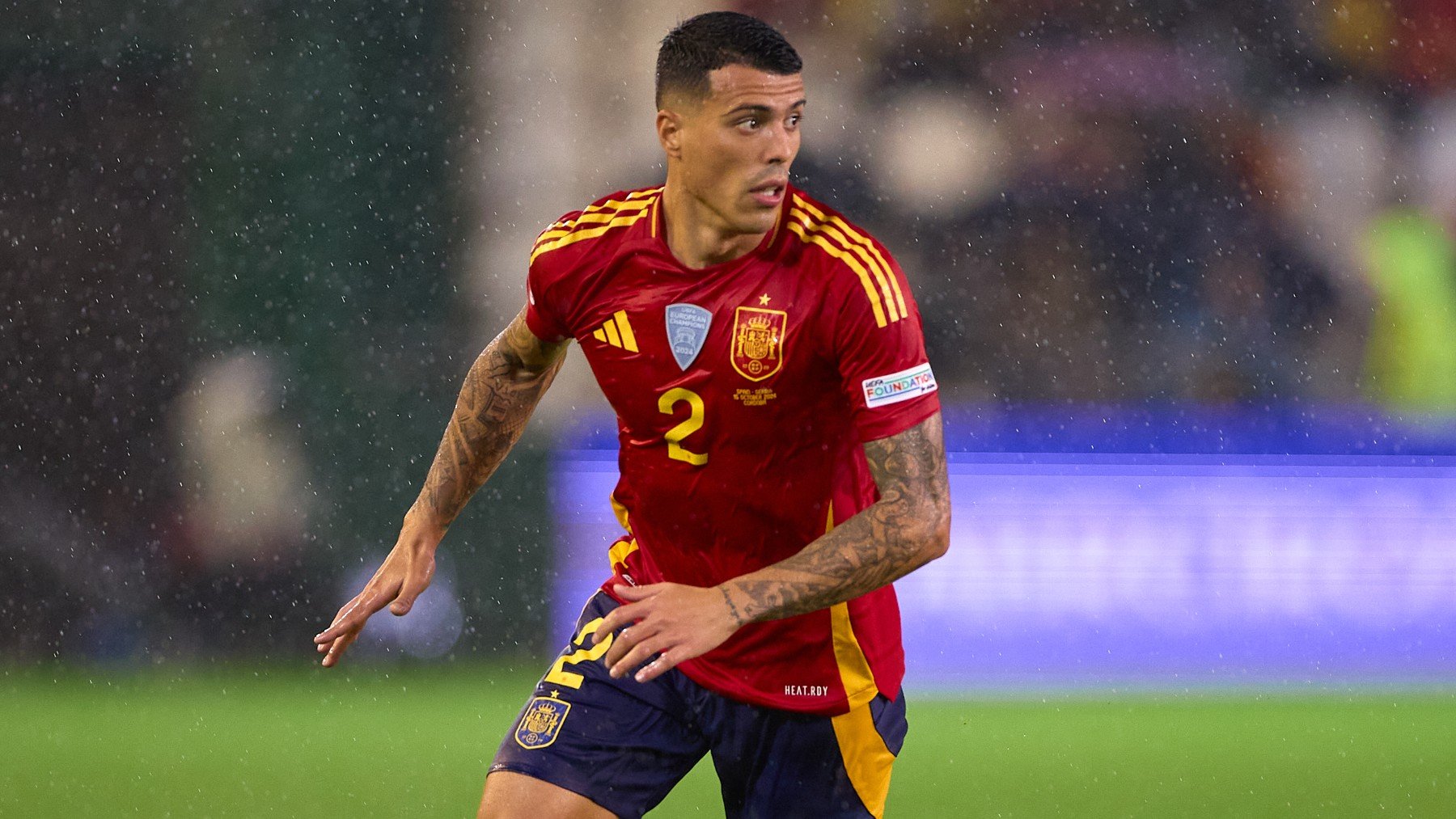 Pedro Porro, durante un partido con España. (Getty)