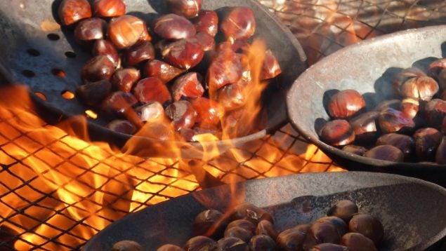 Sartén, Fuego, Castañas, Gastronomía